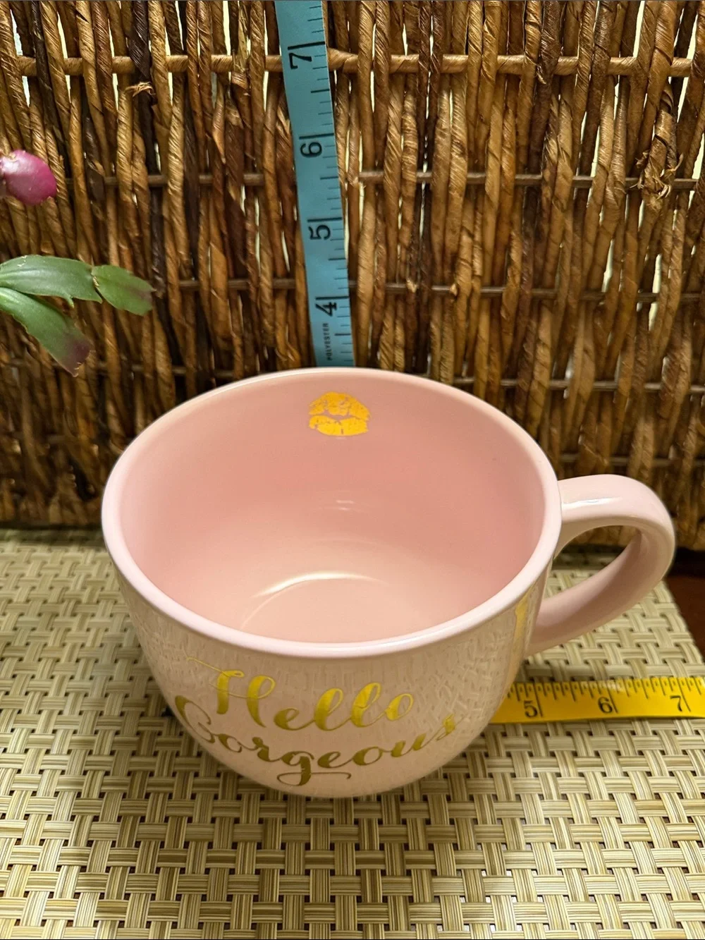 Glam Girly Coquette Babe-boss Girl Boss Pink Hello Gorgeous Jumbo mug gold lips